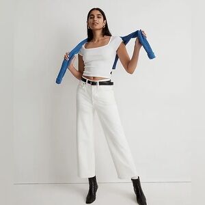 NWT Madewell The Perfect Vintage Wide-Leg Crop Jean, Tile White, 29